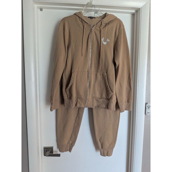 True Religion Other - True Religion Horsehoe Logo full Sweatsuit set Med Tan Tracksuit
